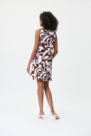 Joseph Ribkoff Brown/Vanilla Abstract Print Sleeveless Dress Style 232165