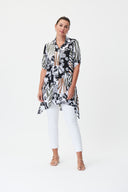 Joseph Ribkoff Vanilla/Multi Georgette Elbow Sleeve Blouse Style 232215