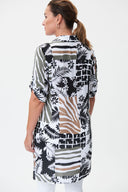 Joseph Ribkoff Vanilla/Multi Georgette Elbow Sleeve Blouse Style 232215