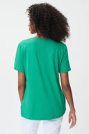 Joseph Ribkoff Foliage Short-Sleeve V-Neck Top Style 232219