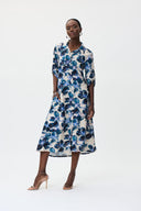 Joseph Ribkoff Beige/Multi Linen Hemmed Shirt Dress Style 232238