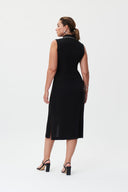 Joseph Ribkoff Black/Vanilla Sleeveless Belted Shirt Dress Style 232239