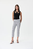 Joseph Ribkoff Vanilla/Black Geometric Print Cropped Pants Style 232261