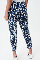 Joseph Ribkoff Blue/Vanilla Dot Print Cropped Pull-On Pants Style 232263