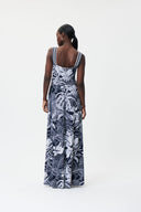 Joseph Ribkoff Midnight Blue/Vanilla Printed Maxi Fit and Flare Dress Style 232274
