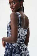 Joseph Ribkoff Midnight Blue/Vanilla Printed Maxi Fit and Flare Dress Style 232274