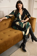 Joseph Ribkoff Black/Multi Abstract Print Wrap Dress Style 233127