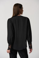 Joseph Ribkoff Black Mandarin Collar Blouse Style 233008