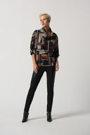 Joseph Ribkoff Black Faux-Leather Panel Leggings Style 233012