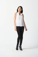 Joseph Ribkoff Off-White Georgette Top With Ruffles Style 233016