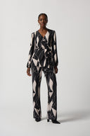 Joseph Ribkoff Black/Moonstone Abstract Print Wrap Tunic Style 233033