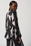 Joseph Ribkoff Black/Moonstone Abstract Print Wrap Tunic Style 233033