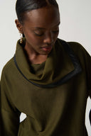 Joseph Ribkoff Olive/Black Cowl Neckline Sweater Style 233041
