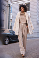 Joseph Ribkoff Latte Woven Wide-Leg Pants Style 233043