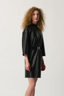 Joseph Ribkoff Black Leatherette Dress Style 233044