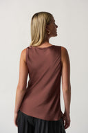 Joseph Ribkoff Toffee Cowl Neck Satin Top Style 233048