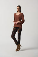 Joseph Ribkoff Toffee Boxy Jersey Top Style 233049