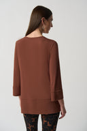Joseph Ribkoff Toffee Boxy Jersey Top Style 233049
