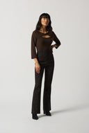 Joseph Ribkoff Mocha Reversible Open Bust Top Style 233054