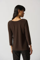 Joseph Ribkoff Mocha Reversible Open Bust Top Style 233054