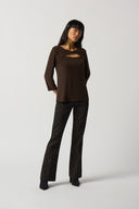 Joseph Ribkoff Mocha Reversible Open Bust Top Style 233054