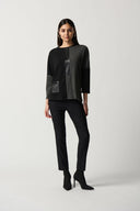 Joseph Ribkoff Black/Grey Boxy Colour-Block Top Style 233055