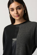Joseph Ribkoff Black/Grey Boxy Colour-Block Top Style 233055