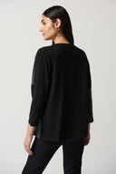 Joseph Ribkoff Black/Grey Boxy Colour-Block Top Style 233055