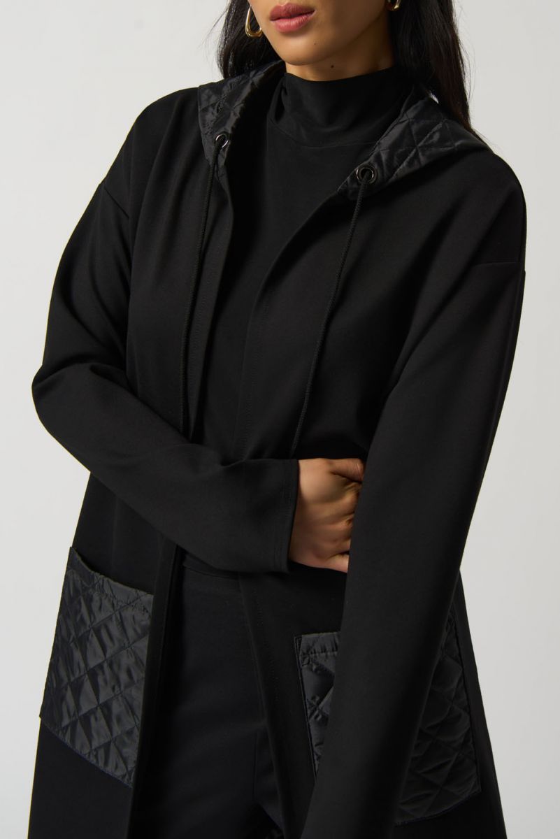 Joseph Ribkoff Black Quilted Hooded Jacket Style 233058