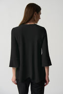 Joseph Ribkoff Black Keyhole Neckline Bell Sleeve Top Style 233081