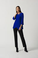 Joseph Ribkoff Royal Sapphire Keyhole Neckline Bell Sleeve Top Style 233081