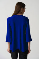 Joseph Ribkoff Royal Sapphire Keyhole Neckline Bell Sleeve Top Style 233081
