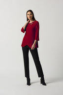 Joseph Ribkoff Lipstick Red Keyhole Neckline Bell Sleeve Top Style 233081