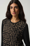 Joseph Ribkoff Black/Latte Mixed Media Tunic Style 233085