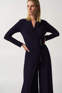 Joseph Ribkoff Midnight Blue Wrap Culotte Jumpsuit Style 233097