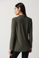 Joseph Ribkoff Avocado/Black Faux-Leather Pocket Blazer Style 233108