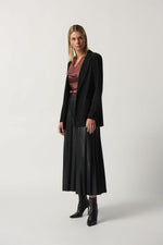 Joseph Ribkoff Black Pleated Faux-Leather Culotte Pants Style 233109