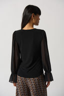 Joseph Ribkoff Black Ruffle Sleeve Top Style 233111