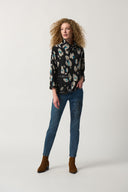 Joseph Ribkoff Black/Multi Animal Print Boxy Top Style 233112