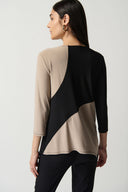 Joseph Ribkoff Black/Latte Asymmetrical Colour-Block Top Style 233118