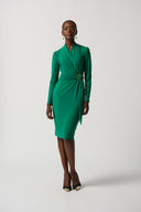 Joseph Ribkoff Kelly Green Long Sleeve Wrap Dress Style 233119