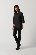 Joseph Ribkoff Black Cowl-Collar Boxy Sweater Style 233126