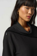 Joseph Ribkoff Black Cowl-Collar Boxy Sweater Style 233126