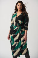 Joseph Ribkoff Black/Multi Abstract Print Wrap Dress Style 233127
