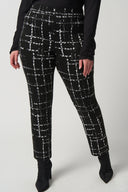 Joseph Ribkoff Black/Multi Plaid Slim-Fit Pants Style 233143