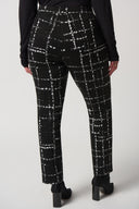 Joseph Ribkoff Black/Multi Plaid Slim-Fit Pants Style 233143