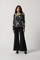 Joseph Ribkoff Black/Vanilla Letter Print Top Style 233145