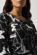 Joseph Ribkoff Black/Vanilla Letter Print Top Style 233145