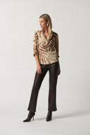 Joseph Ribkoff beige/Multi Animal Print Cowl Neck Blouse Style 233156
