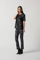 Joseph Ribkoff Black/Multi Retro Print Pull-On Pants Style 233163